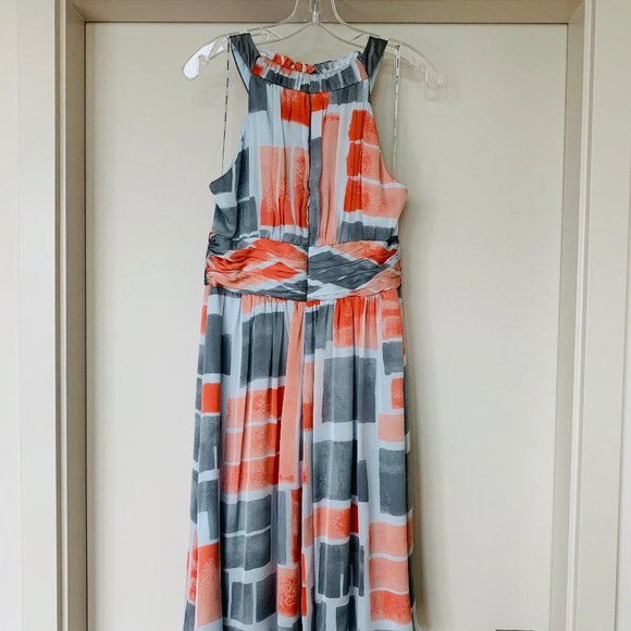 Kay Unger Geometric Soft Silk Midi Dress - GREAT AS A WEDDING GUEST!! - Picture 6 of 10
